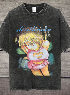 CLFC 原创DEATHNOTE死亡笔记第二基拉动漫弥海砂水洗短袖T复古VTG