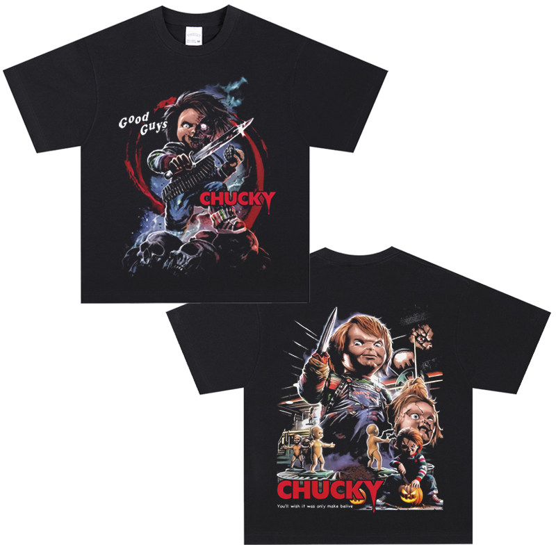 CLFC恐怖电影CHUCKY鬼娃回魂Child's Play恰吉美式纯棉直喷短袖TE