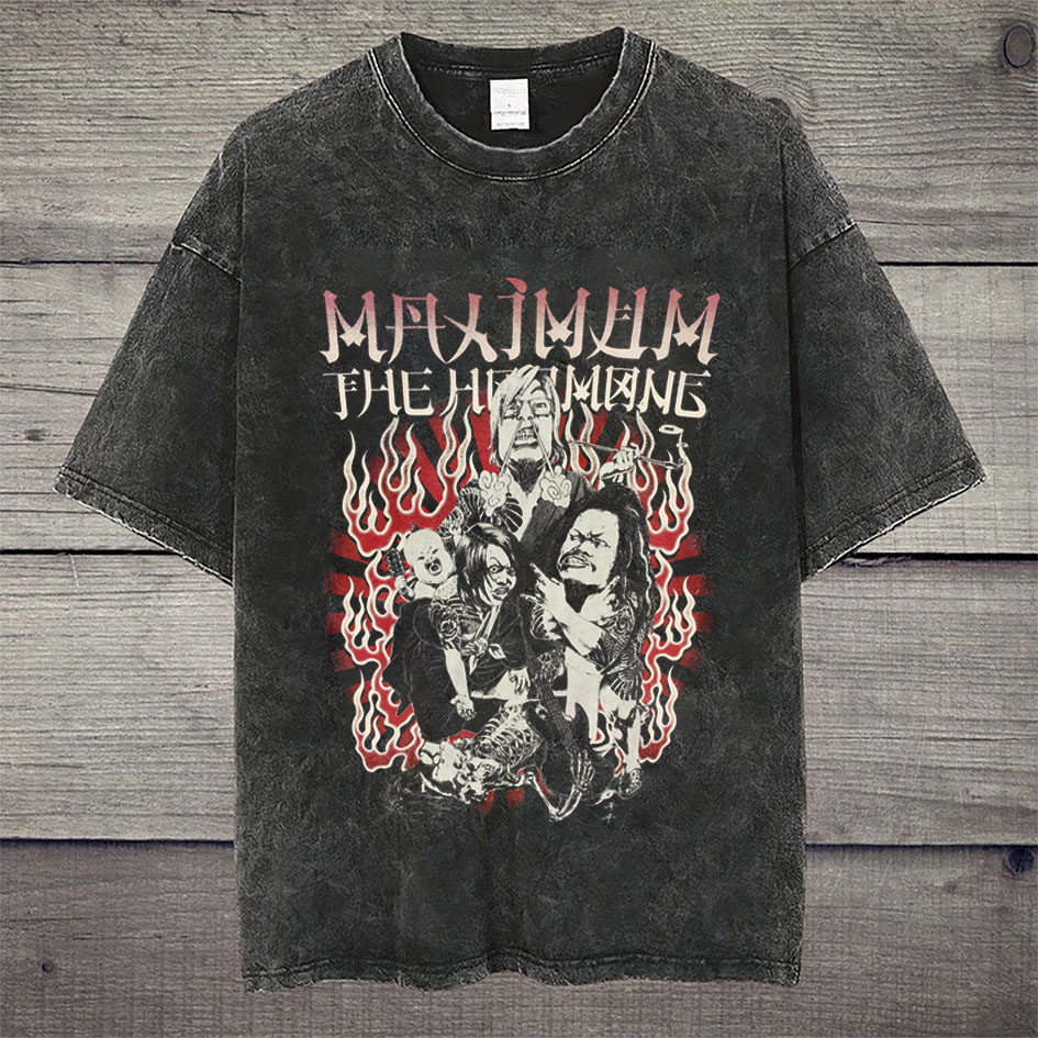 CLFC极限荷尔蒙Maximum The Hormone乐队VTG水洗复古经典长短袖T