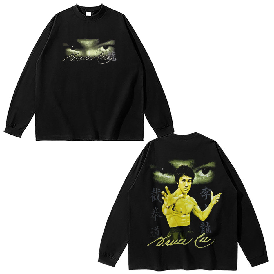 CLFC BruceLee李小龙美式宽松vintage复古做旧重磅纯棉长袖短袖T