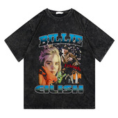 CLFC 潮T T恤男女街头长袖 高街Billie Eilish嘻哈说唱歌手复古短袖