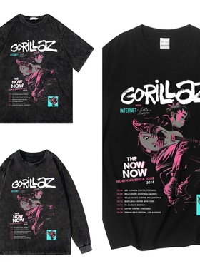 CLFC  街头霸王Gorillaz摇滚乐队oversize朋克复古T黑色短袖长袖T