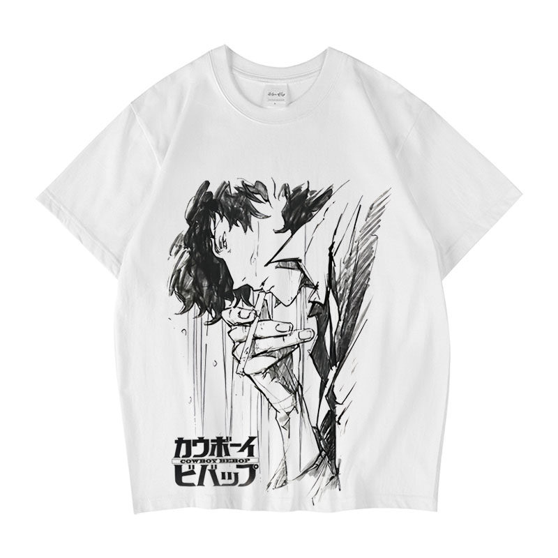 CLFC cowboy bebop星际牛仔斯派克线条手绘t恤日式短袖tee长袖T恤