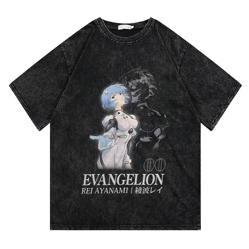 CLFC 二次元动漫T福音战士EVA 绫波丽小领口水洗宽松长袖短袖t恤