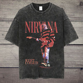 Cobain科特柯本复古吉它弹奏摇滚周边水洗短袖 CLFC Kurt T直喷VTG