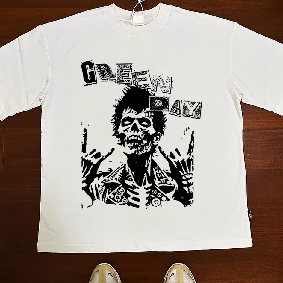 CLFC Green Day绿日乐队骷髅朋克PUNK男女摇滚音乐美式T百搭短袖