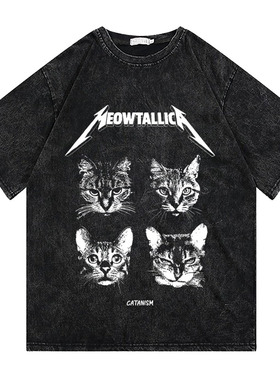CLFC  Metallica摇滚乐队CAT猫创意水洗复古美式高街长袖T短袖tee