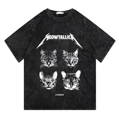 CLFC  Metallica摇滚乐队CAT猫创意水洗复古美式高街长袖T短袖tee