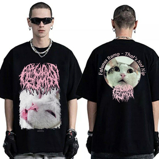 fatuous 短袖 rump shirt猫死亡金属复古美潮高街长袖 T恤 CLFC