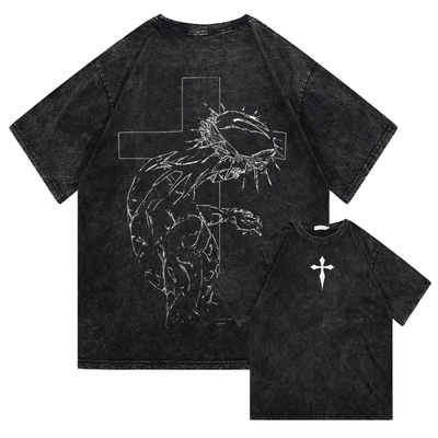 JOJO手绘线条漫画T恤纯棉复古