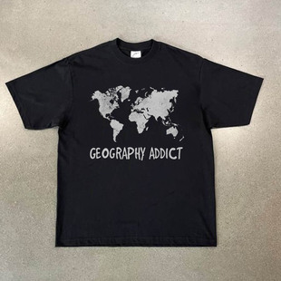Tee男女VTG小众百搭复古短袖 Addict 休闲世界地图Geography CLFC