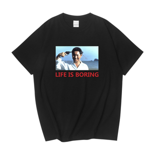 北野武电影奏鸣曲life is boring男女宽松纯棉搞笑短袖T恤休闲潮