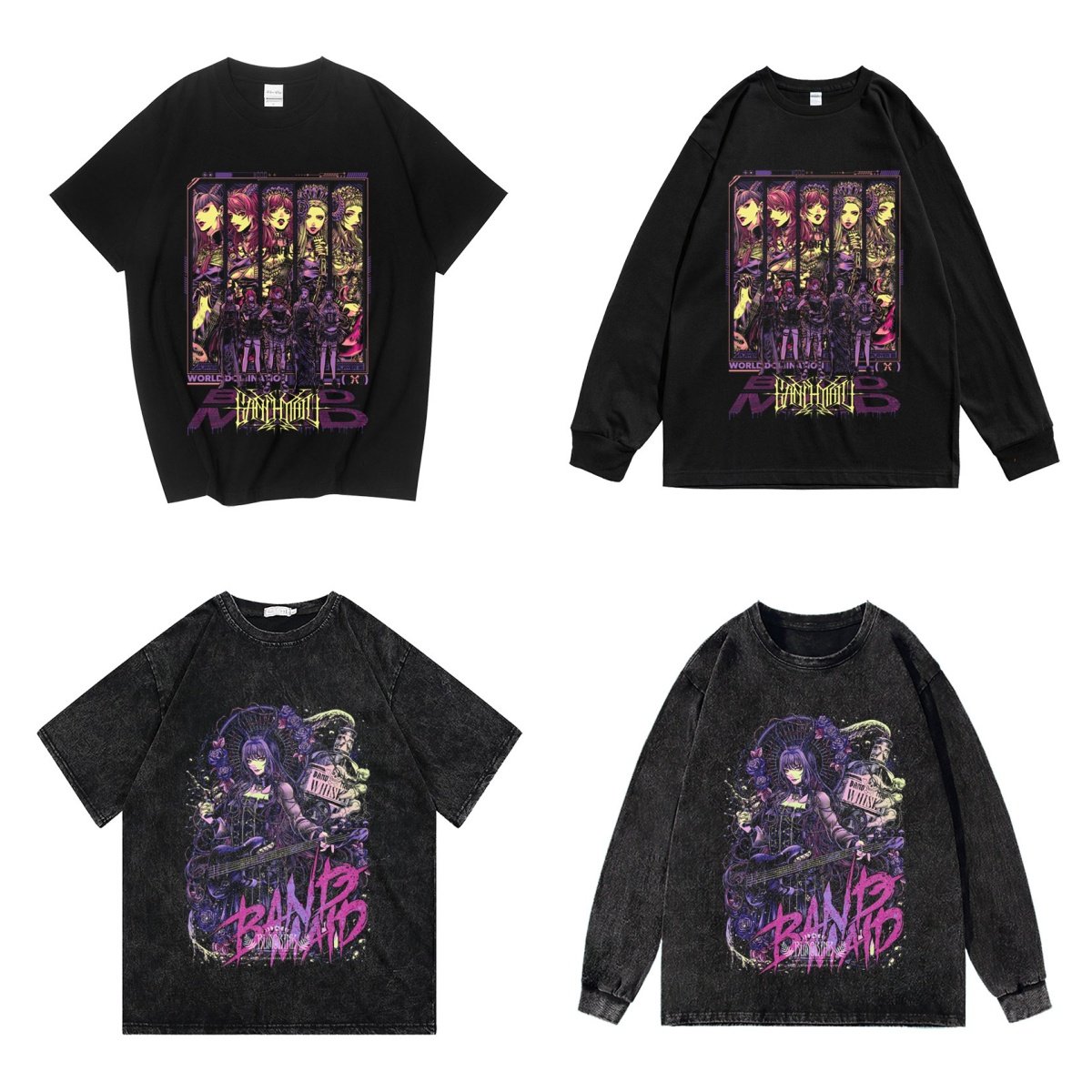 CLFC  日本摇滚女子乐队BAND MAID女仆乐队水洗复古T长袖T短袖tee