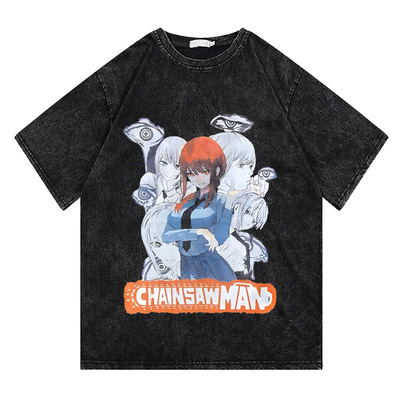 CLFC Chainsaw Man电锯人玛奇玛复古街头宽松重磅纯棉短袖长袖T恤