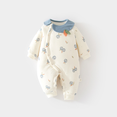 婴儿夹棉连体衣秋冬季保暖加厚