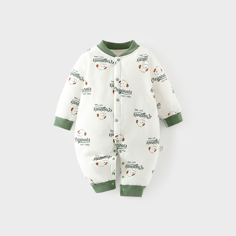 婴儿夹棉连体衣秋冬季40g薄棉