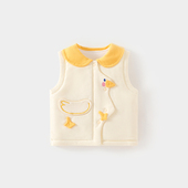 婴儿夹棉马甲100g棉护肚背心秋冬季 宝宝儿童坎肩马夹翻领保暖上衣