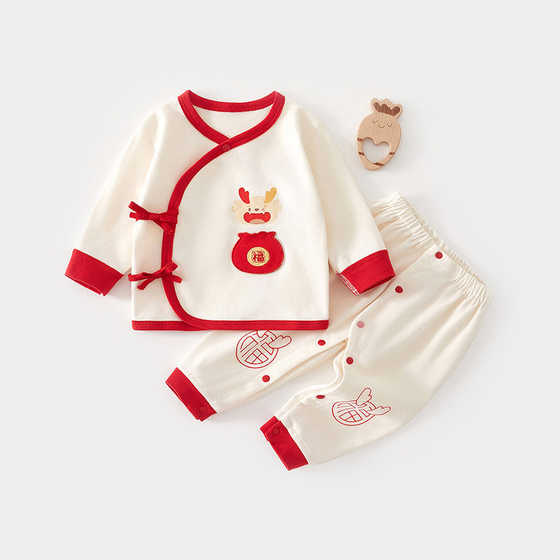 新生儿满月喜庆纯棉秋衣秋裤套装