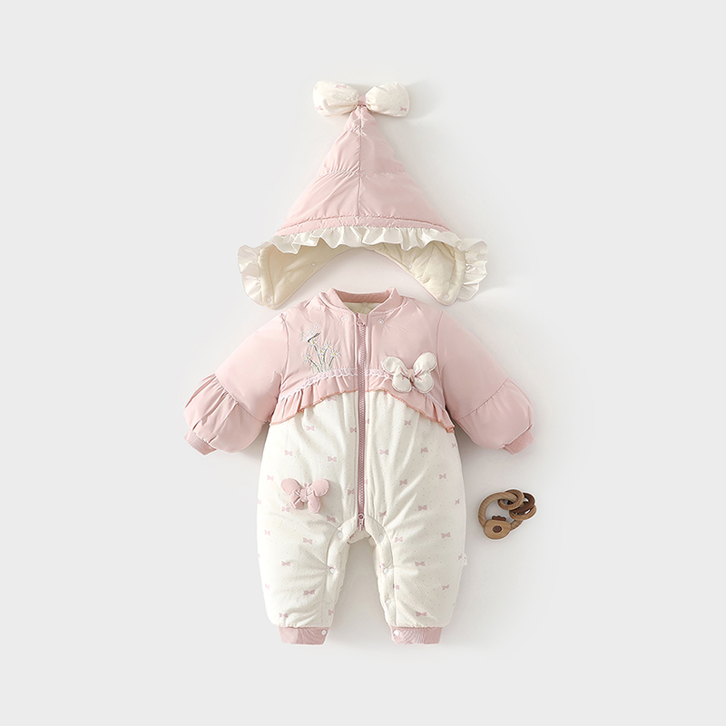 女宝宝婴儿冬棉服外穿加绒加厚