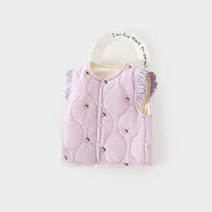 女童马甲120g夹棉加厚背心保暖上衣秋冬季女宝宝无袖护胸马甲棉服