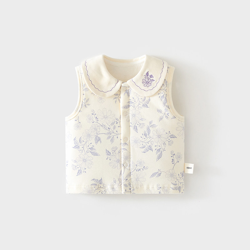女宝宝夹棉小马甲护肚背心秋冬男女宝宝儿童坎肩马夹翻领保暖上衣