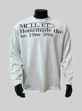 【美式标语】美式休闲设计感小领口宽松字母印花长袖T恤潮流