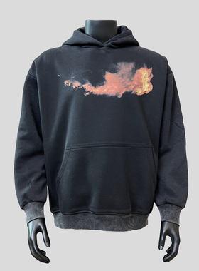 【火烧云】美式复古套头潮牌个性重磅连帽秋冬宽松百搭男女卫衣