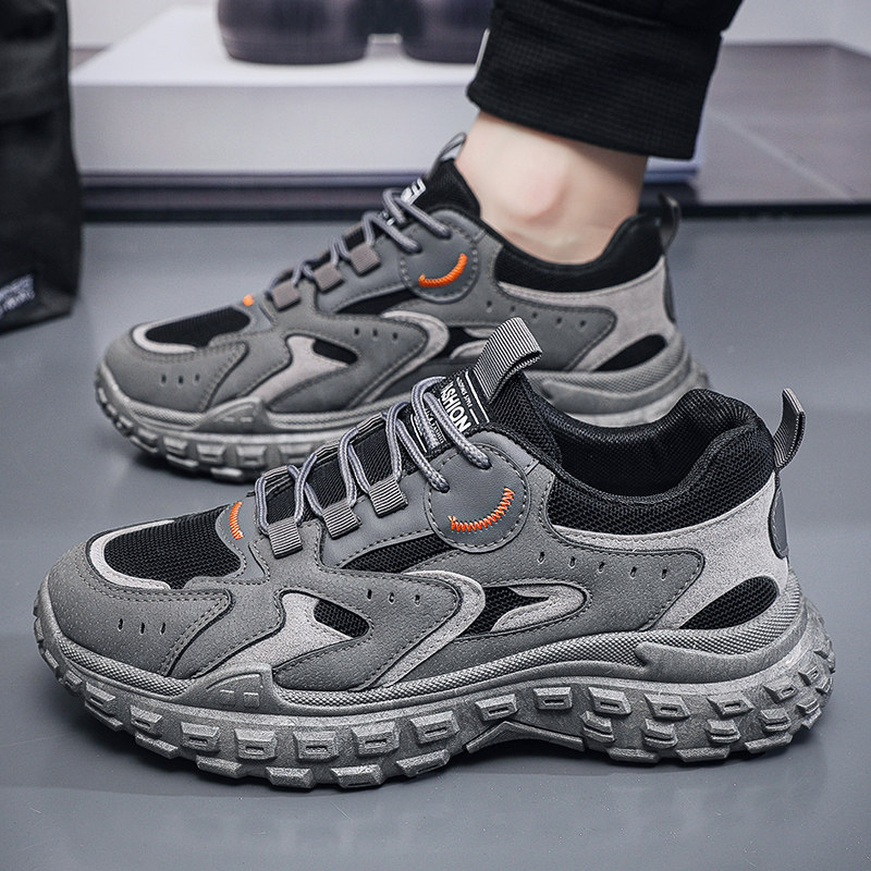 代尔塔夏季男鞋2025新款男士防滑运动休闲潮鞋百搭工地耐磨轮胎底