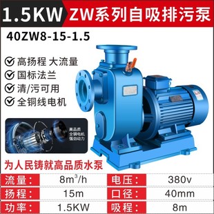管道离心泵上海排污泵大流量增压泵 人民BZ自吸泵ZW污水泵380V卧式
