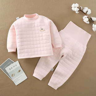男女童睡衣冬装 婴儿保暖套装 宝宝夹棉衣服秋装 加厚 儿童内衣冬季