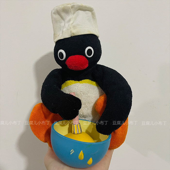 【豆腐儿小布丁】中古 pingu  企鹅家族毛绒公仔 厨师 企鹅 昭和