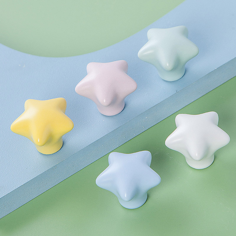 莫兰迪哑光陶瓷拉手轻奢风儿童房衣柜门把手柜门抽屉橱柜单孔拉手