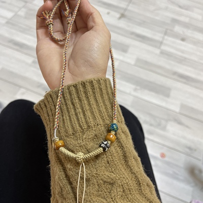 藏式手搓棉项链绳可横穿天珠唐卡黄金挂件绳吊坠绳手工编锁骨链绳