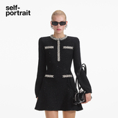 2025早春经典 self portrait 黑小香风钻饰亮片针织连衣裙