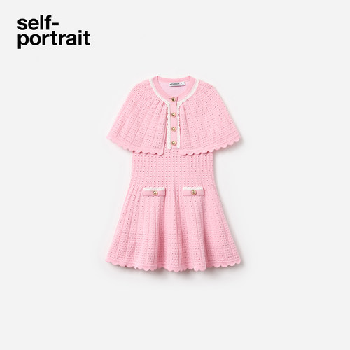 self-portrait斗篷针织连衣裙