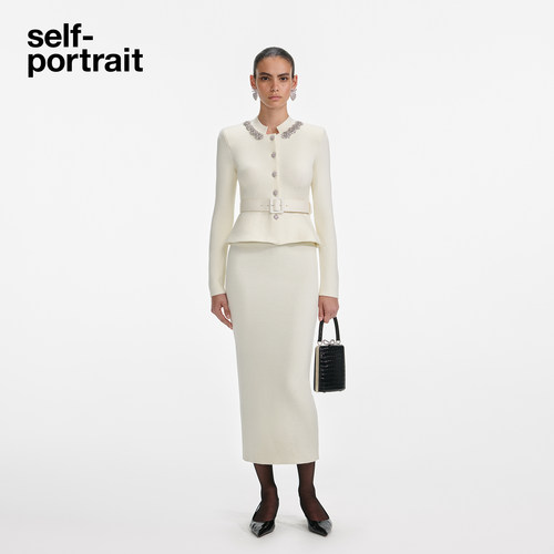 self-portrait假两件针织连衣裙