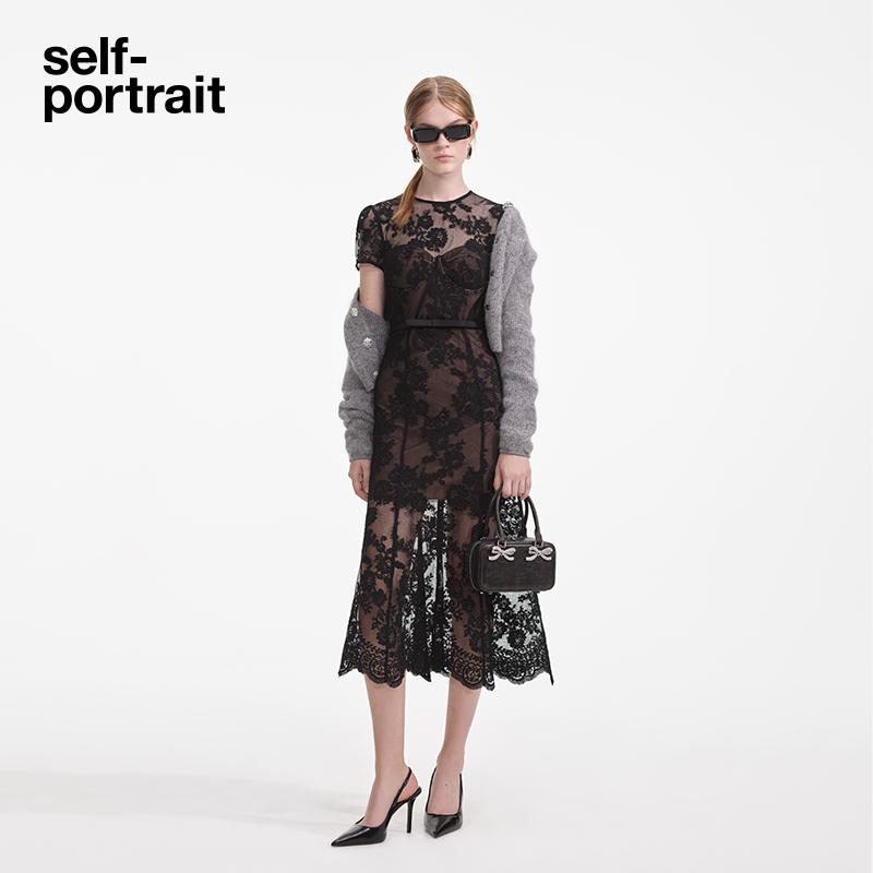 self-portrait短袖蕾丝连衣裙