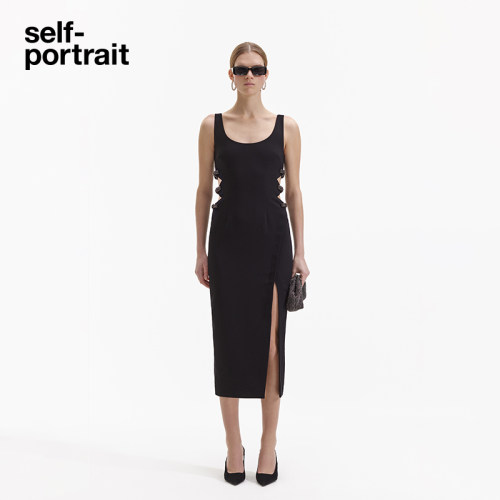 self-portrait蝴蝶结中长裙