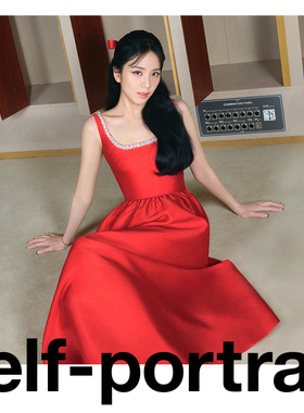 【Jisoo智秀同款】self-portrait春夏红色晚宴礼服吊带公主连衣裙