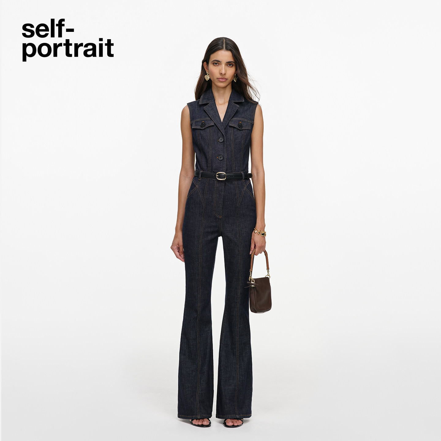 self-portrait牛仔连体裤