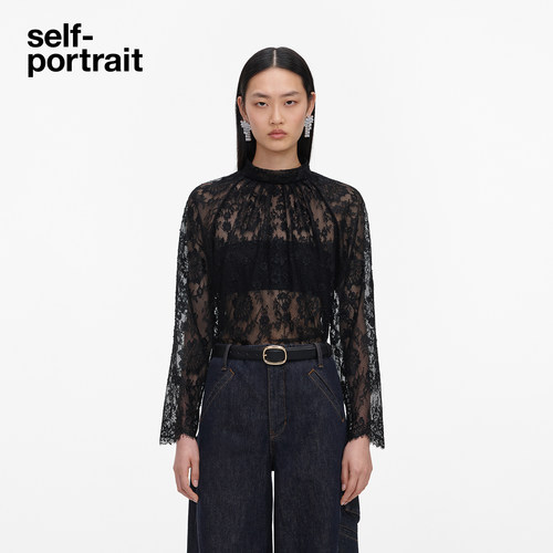 self-portrait长袖蕾丝衬衫