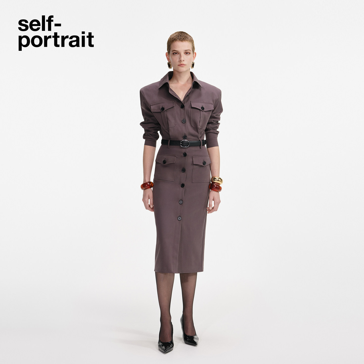 self-portrait衬衫连衣裙