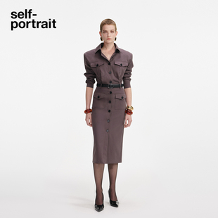 portrait 衬衫 2025秋冬新款 风长袖 连衣裙 深棕色通勤工装 self