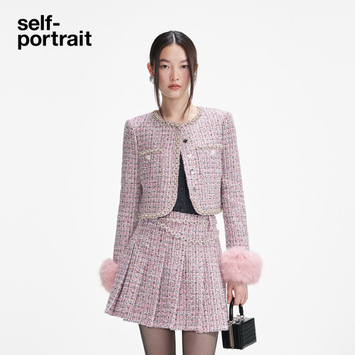 self-portrait毛绒袖外套