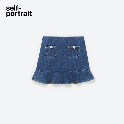 self-portrait牛仔短裙半身裙