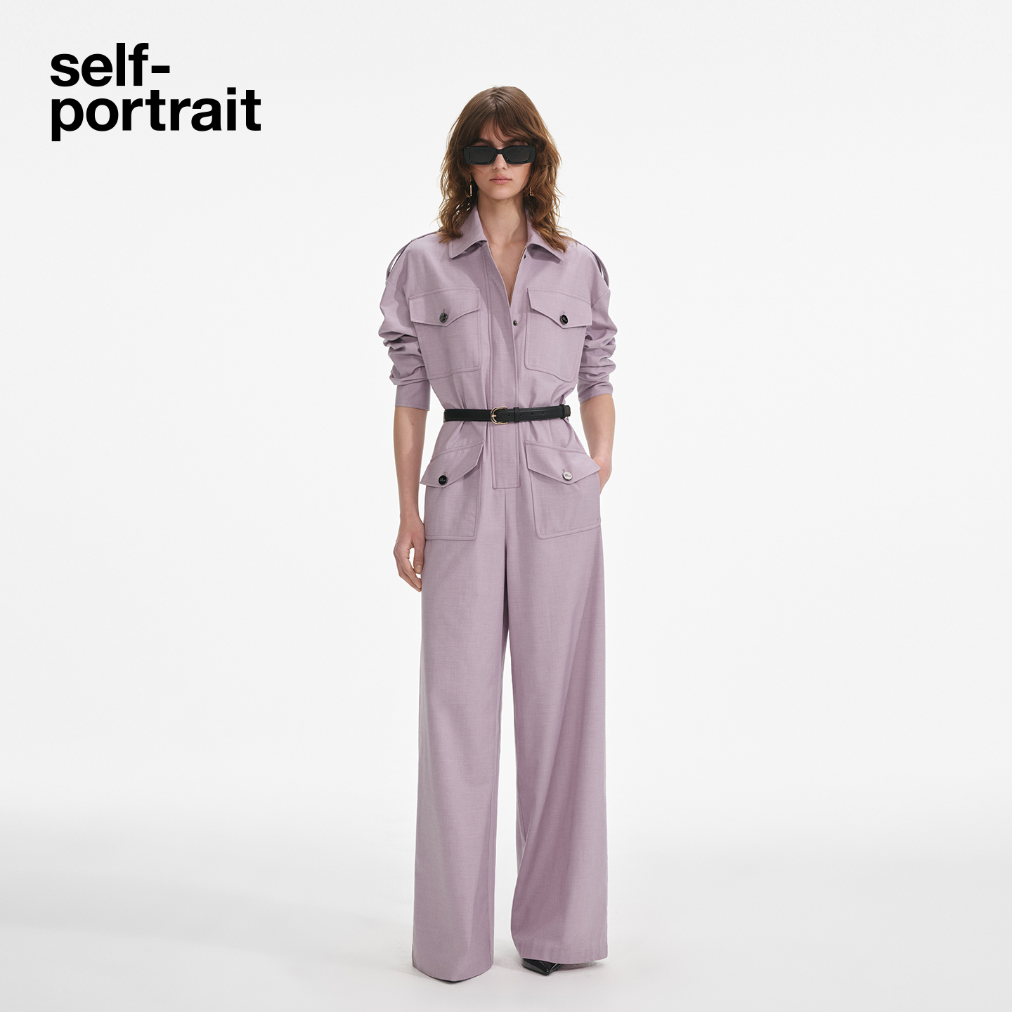 self-portrait工装阔腿连体裤