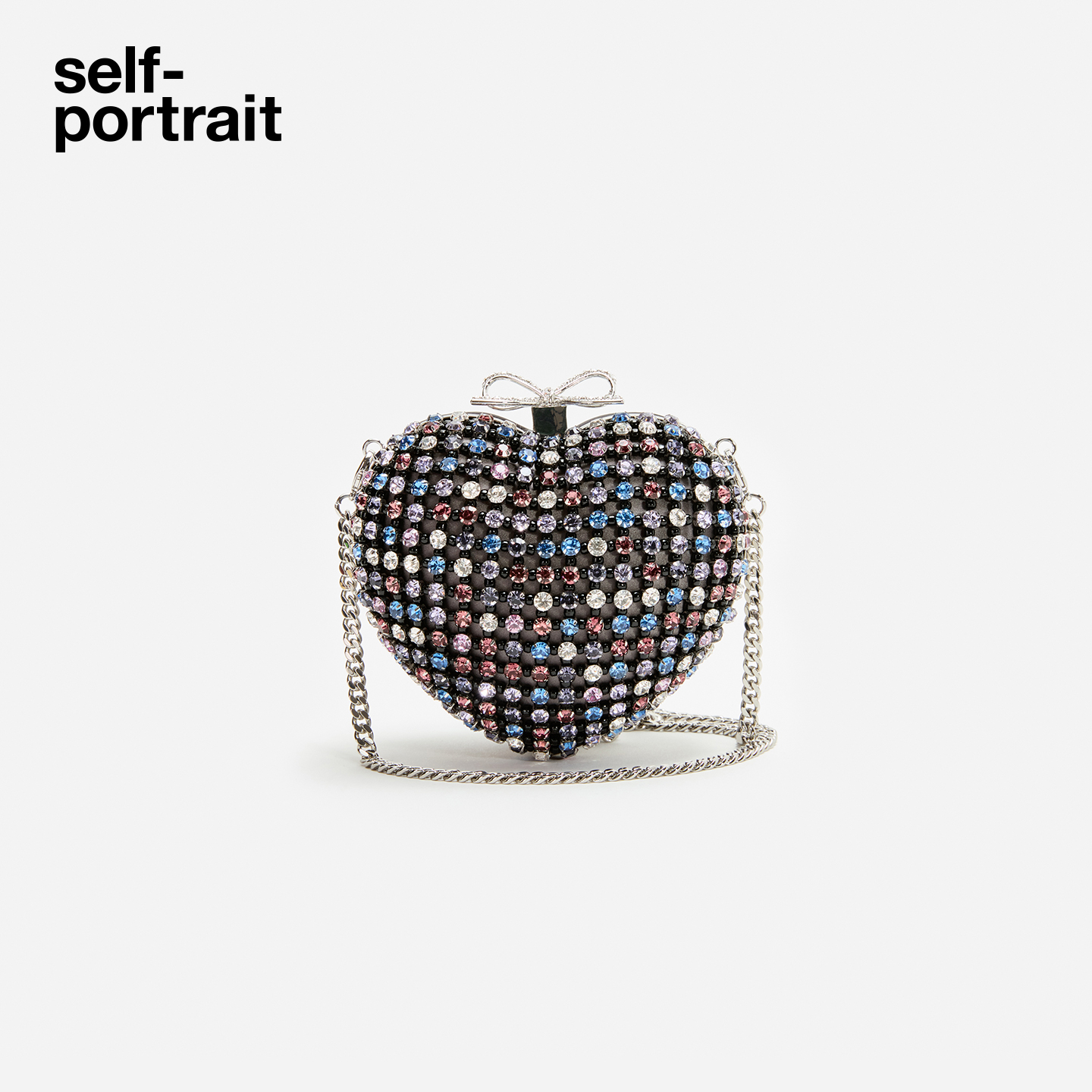 self-portrait彩钻链条手拿包