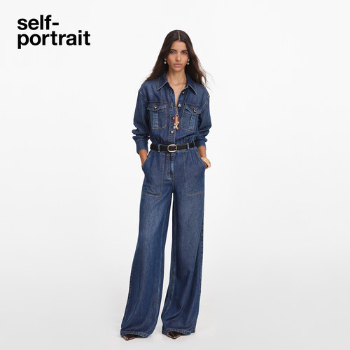 self-portrait牛仔连体裤