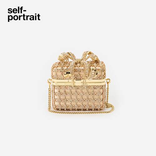 self-portrait金色钻链化妆包