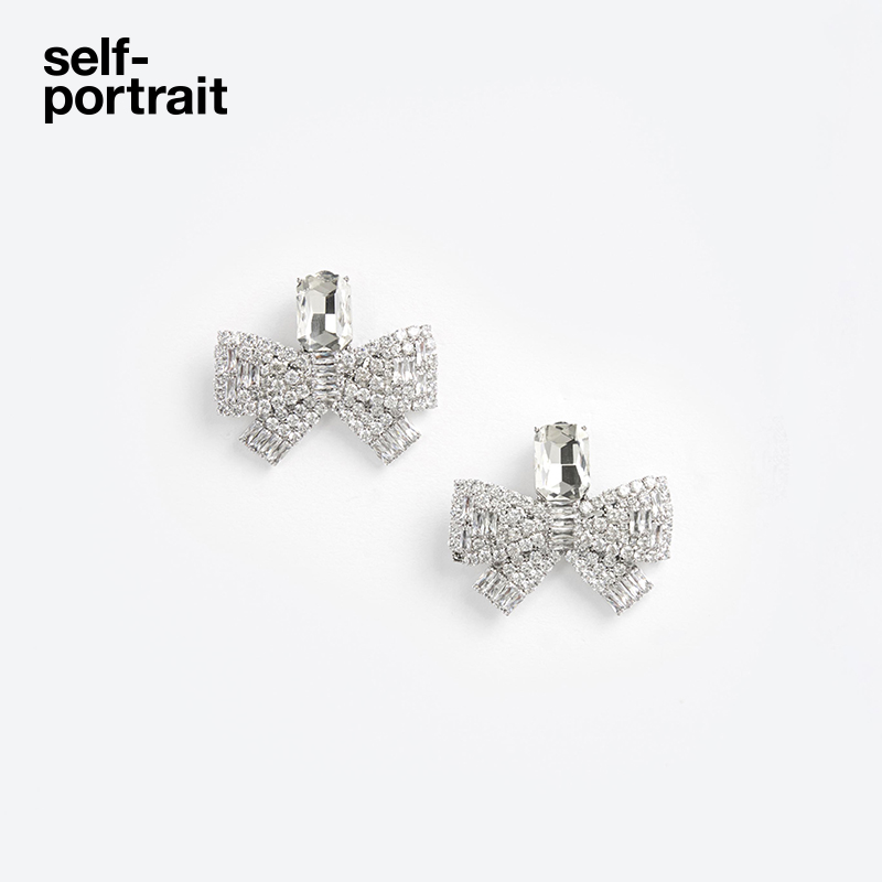 self-portrait水钻蝴蝶结耳钉